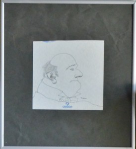Alcorlo Manuel, cabeza hombre calvo, dibujo tinta china cartulina, 14,5x14,5 y marco 31x28 cms. 150 (2)