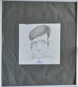 Alcorlo Manuel, cabeza hombre con tupé, dibujo tinta china cartulina, 14,5x14,5 y marco 31x28 cms. 150 (6)