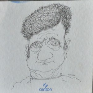 Alcorlo Manuel, cabeza hombre con tupé, dibujo tinta china cartulina, 14,5x14,5 y marco 31x28 cms. 150 (9)