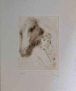 Juan Vicente Barrio, Juanvi - "Joven y caballo" grabado aguafuerte