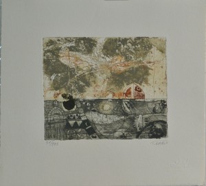 Kaki Jafar T. Motivo Navideño III, grabado edición 175 ejemplares, plancha 12x15 y papel 23x24 cms. 90 (6)