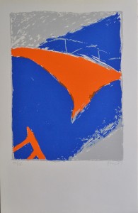 Sycet Pablo, composición naranja y azul, serigrafía edición 125 ejemplares, numerada y firmada a lapiz, 50x32 cms. 120 (5)