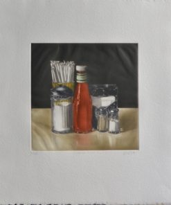 Ramiro Undabeytia - "Cofee shop I" grabado mezzotinta