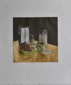 Ramiro Undabeytia - "Cofee shop II" grabado mezzotinta