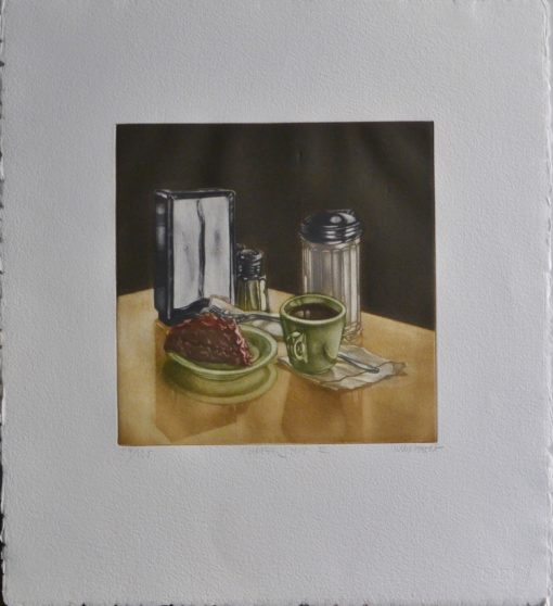 Ramiro Undabeytia - "Cofee shop II" grabado mezzotinta