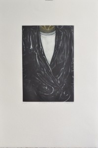 Undabeytia Ramiro, La chaqueta de cuero, grabado edición 125 ejemplares, firmado titulado y numerado a lápiz, plancha 29x20 cms. y papel 57x38 cm. 110 (3)
