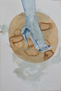 javier de juan técnica mixta papel 57x38 zapato azul (4)