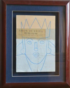 Arroyo Eduardo, Amor de Reina, dibujo ceras y collage, firmado en 1.994, obra 28,50x20 y marco 45x37 cms  (1)