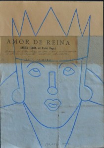Arroyo Eduardo, Amor de Reina, dibujo ceras y collage, firmado en 1.994, obra 28,50x20 y marco 45x37 cms (5)