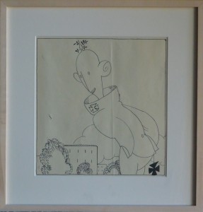 Bagaria Luis, Ex Kromprinz, dibujo tinta china papel firmado en 1923, enmarcado, dibujo 26x25 cms. y marco 40x39 cms. 600 (5)