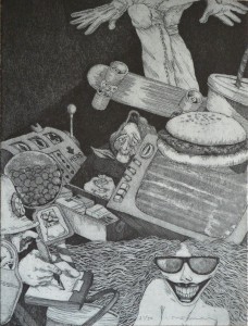 Bellver Fernando, Sonrisa, grabado aguafuerte, edición 50 ejemplares, numerado y firmado a lápiz, 31,50x24 cms (1)