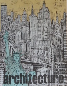 Bellver Fernando, The New York City Suite, Architecture, grabado aguafuerte iluminado a mano, edición de 90 ejemplares, numerado y firmado a lápiz, 74x57 cms (14)