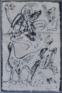 Bonifacio, Figuras, dibujo tinta papel artesanal, dibujo 25,50x17 cms. y marco 37x46 cms (5) - copia