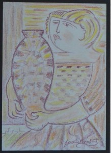 Brotat Joan, mujer con jarrón, dibujo pastel cartulina, 34x25 y marco 54x44 cms. 260 (4)
