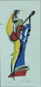 Gockel Alex, Composición abstracta I, serigrafía, edición 175 ejemplares, numerada y firmada a lápiz, enmarcada, 35x17 cms. y marco 46x27 cms. 175