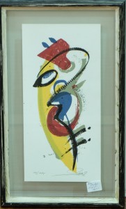 Gockel Alex, Composición abstracta V, serigrafía, edición 175 ejemplares, numerada y firmada a lápiz, enmarcada, 35x17 cms. y marco 46x27 cms. 175 (4)