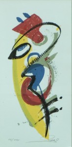 Gockel Alex, Composición abstracta V, serigrafía, edición 175 ejemplares, numerada y firmada a lápiz, enmarcada, 35x17 cms. y marco 46x27 cms. 175 (4) - copia