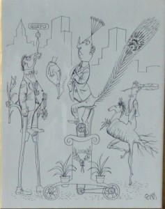 Goñi Lorenzo, guapos, tinta china papel, 18x15 cms. y marco 31x27 cms. 500 (4)