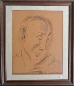 Juan Vicente Barrio, Juanvi, cabeza masculina, dibujo carboncillo papel, enmarcado, dibujo 63x50 y marco 83x71 cms. 600 (1)