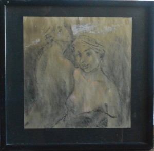 Juanvi, Juan Vicente Barrio, Dos jóvenes, dibujo carboncillo y clarión papel, enmarcado, dibujo 36,50x35 cms. y marco 49x49,50 cms. 360 (1)