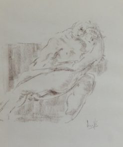 Juanvi, Juan Vicente Barrio - "Amantes" dibujo carboncillo papel, enmarcado