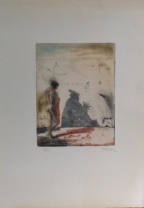 Kaki Jafar T. Mujer  de pie ante pared, grabado edición 175 ejemplares, numerado y firmado a lápiz, plancha 19x15 y papel 39x28 cms. 150  (6)