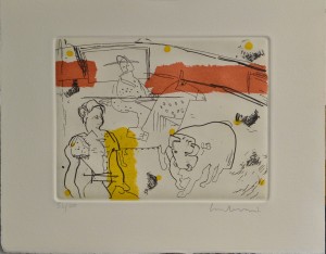 Lombardía Miguel Angel, pase taurino, grabado, edición 300 ejemplares, plancha 15x20 cms. y papel 24x30 cms. 120 (1)