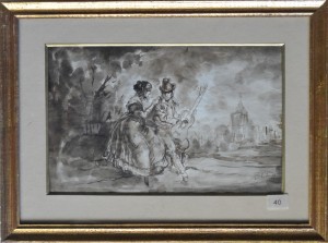 Lucas Velazquez Eugenio, aguada papel, enmarcado, dibujo 20x31 cms. y marco 31x42 cms. 1600 (4)