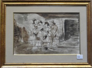 Lucas Velazquez Eugenio, aguada papel, enmarcado, dibujo 20x31 cms. y marco 31x42 cms. 1600 (7)