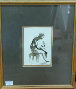 Mallo Cristino, Mujer sentada, dibujo aguada papel, 15,50x11 cms. y marco 52x37 cms. 500 (3)