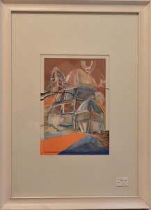 Marcoida Antonio, paisaje con arquitectura, técnica mixta tabla, 26x18 cms. y marco 54x40 cms. 660 (10)