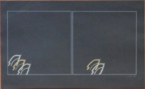 Miura Mitsuo, Llamas II, técnica mixta cartulina negra 19,5x32 y marco 38x53 cms. 400  (7) - copia
