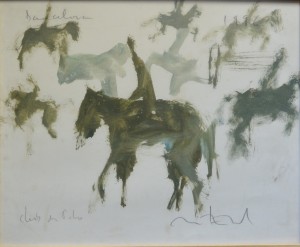 Montesol Javier, Club de Polo, dibujo acuarela papel, enmarcado, 43x52 cms. 500 (10)