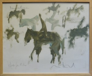 Montesol Javier, Club de Polo, dibujo acuarela papel, enmarcado, 43x52 cms. 500 (12)