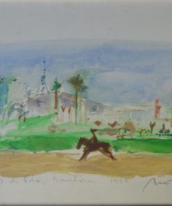 Javier Montesol - "Real Club de Polo Barcelona" dibujo acuarela papel, enmarcado