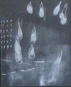 Pagola Javier, Drops, técnica mixta papel de lija, enmarcado, dibujo 28x23 cms. y marco 46x39 cms (1)