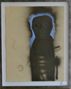 Pagola Javier, Figura cartón negra, técnica mixta y collage, 65x50 y marco 71x56 cms. 900 (4)
