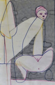 Pagola Javier, Perpleja, técnica mixta papel, enmarcado, dibujo 50x32 cms y marco 66x53 cms (5)