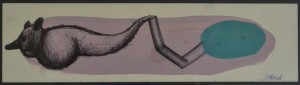 Pagola Javier, Reptante, técnica mixta papel, enmarcado, dibujo 6x23 cms. y marco 18x35 cms (4)