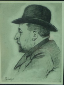 Pinazo Martinez José, personaje del Ateneo de Valencia VII, dibujo carboncillo papel, 11,50x8,50 y marco 29x24 cms. 120 (1)