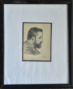 Pinazo Martinez José, personaje del Ateneo de Valencia X, dibujo carboncillo papel, 11,50x8,50 y marco 30x27 cms. 120  (14)