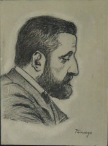 Pinazo Martinez José, personaje del Ateneo de Valencia X, dibujo carboncillo papel, 11,50x8,50 y marco 30x27 cms. 120  (17)