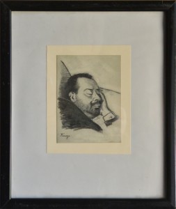 Pinazo Martinez José, personaje del Ateneo de Valencia XIII, dibujo carboncillo papel, 11,50x8,50 y marco 23x27,50 cms. 120  (22)