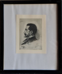 Pinazo Martinez José, personaje del Ateneo de Valencia XVI, dibujo carboncillo papel, 11,50x8,50 y marco 27x23 cms. 120  (27)