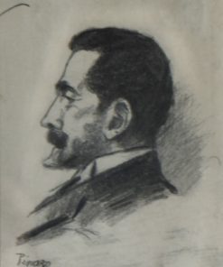 José Pinazo Martinez - "Personaje del Ateneo de Valencia XVI" dibujo carboncillo