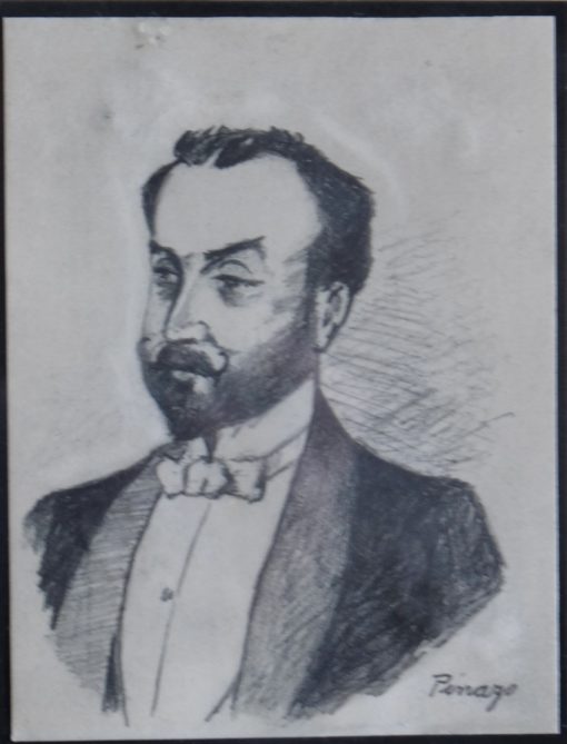 José Pinazo Martinez - "Personaje del Ateneo de Valencia XVIII" dibujo carboncillo
