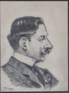 Pinazo Martinez José, personaje del Ateneo de Valencia XX, dibujo carboncillo papel, 11,50x8,50 y marco 33,5x26 cms. 120   (6) - copia