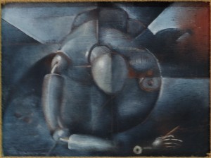 Pizarro Roberto, maniquí azul, oleo tabla, 14,50x19 y marco 28x33 cms. 460 - copia