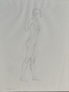 Smith Ismael, Desnudo femenino, dibujo lápiz papel, 32x24 cms. y marco 46x36 cms. 330  (2)