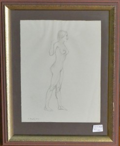 Smith Ismael, Desnudo femenino, dibujo lápiz papel, 32x24 cms. y marco 46x36 cms. 330  (4)
